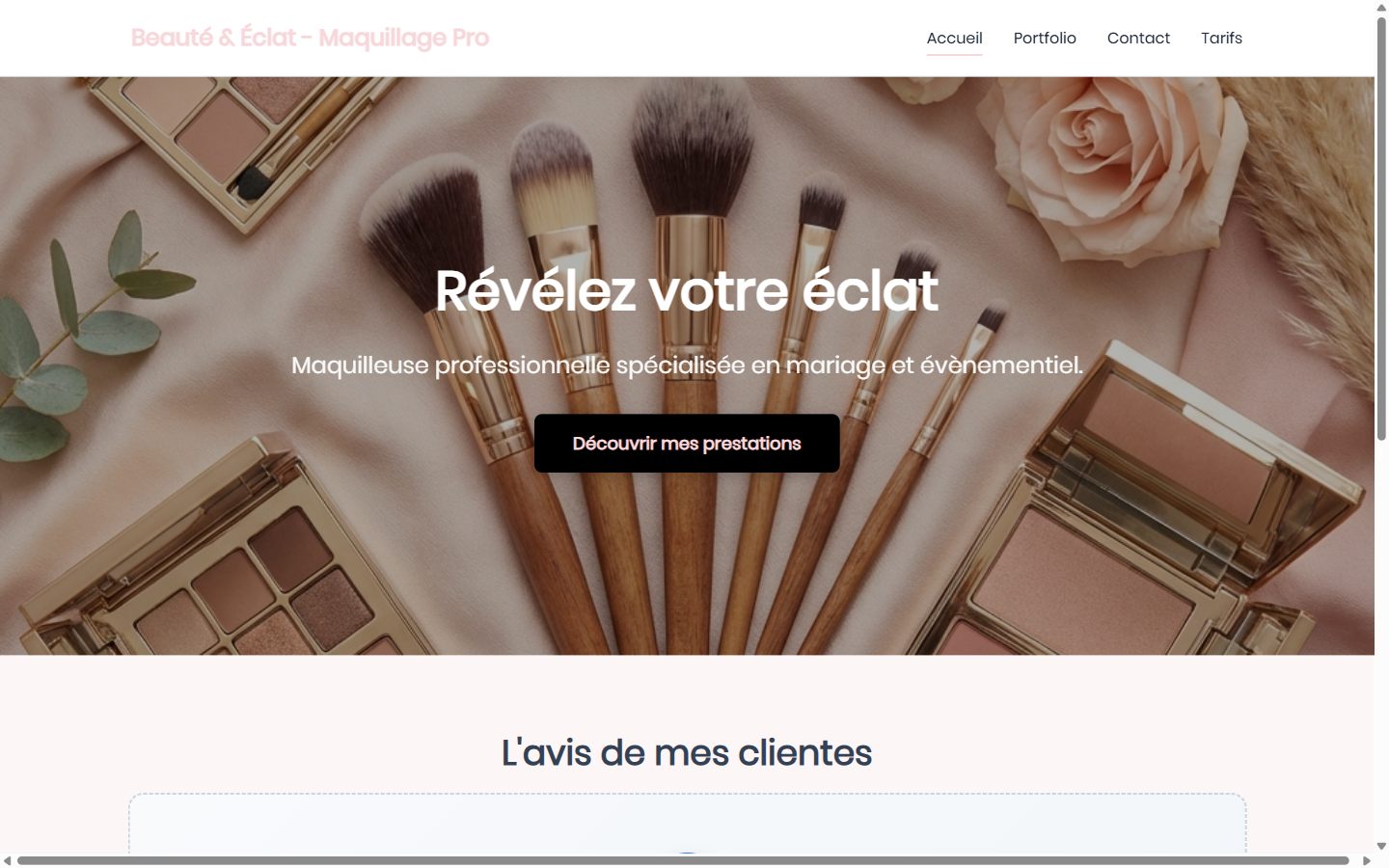 Exemple de site créé avec izibrick, affiché sur ordinateur