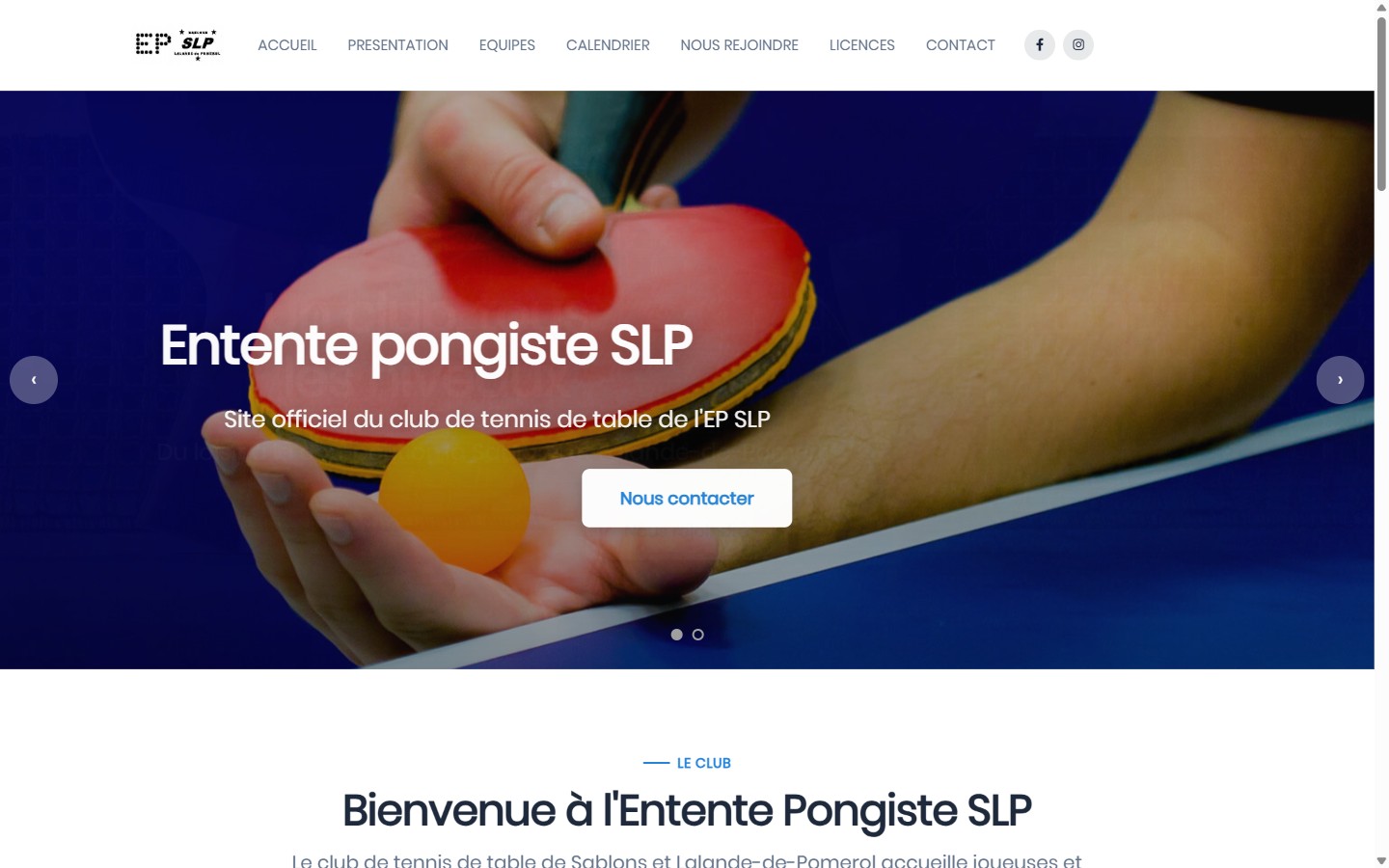 Le site de l'Entente pongiste SLP, club de tennis de table, créé avec izibrick