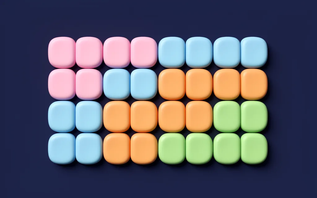 Des tuiles colorées assemblées par paires